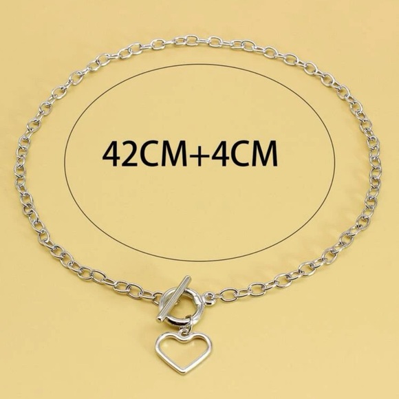 New Boho Heart Sterling Silver Chunky Chain Link Chocker Necklace - Picture 6 of 12